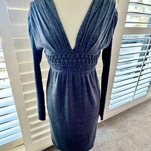 Philosophy by Alberta Ferretti Charcoal Long Sleeve Wool Dress